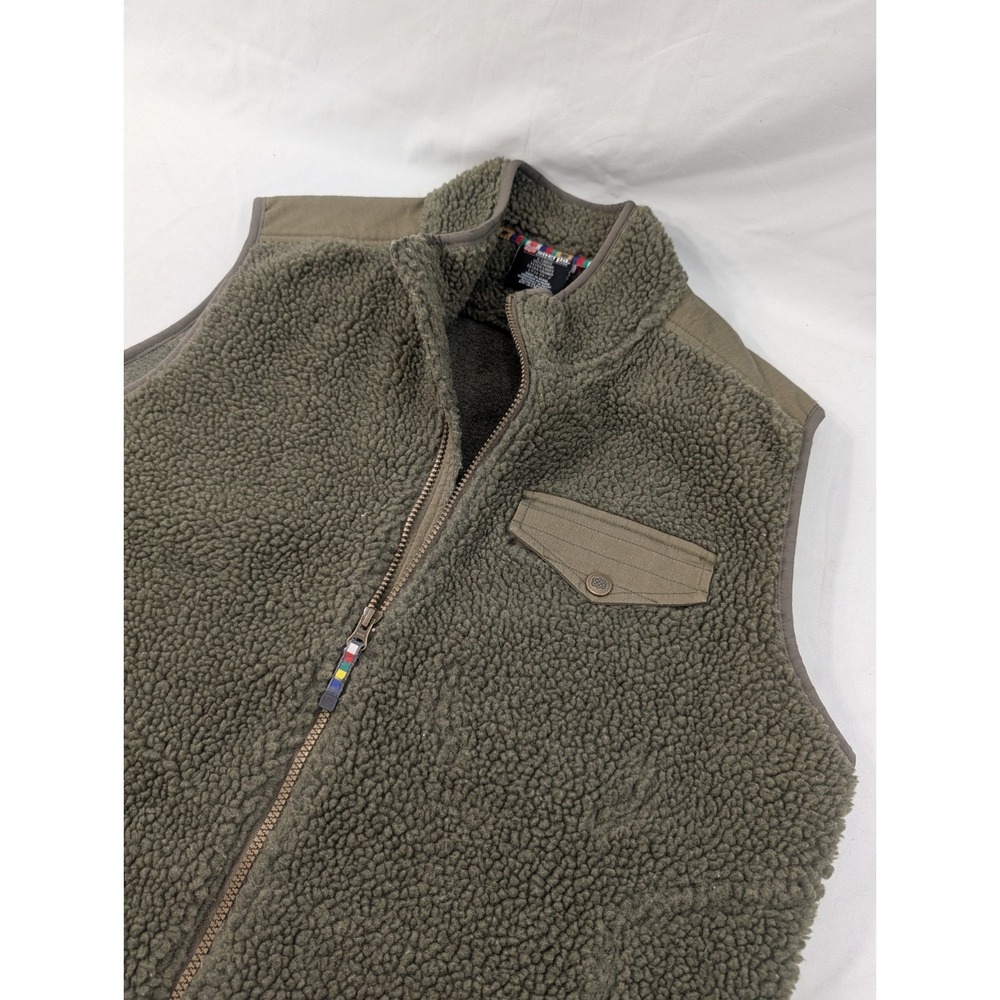 Sherpa Adventure Tingri Vest Men's Olive Drab Sherpa Fleece with Zip Front XL